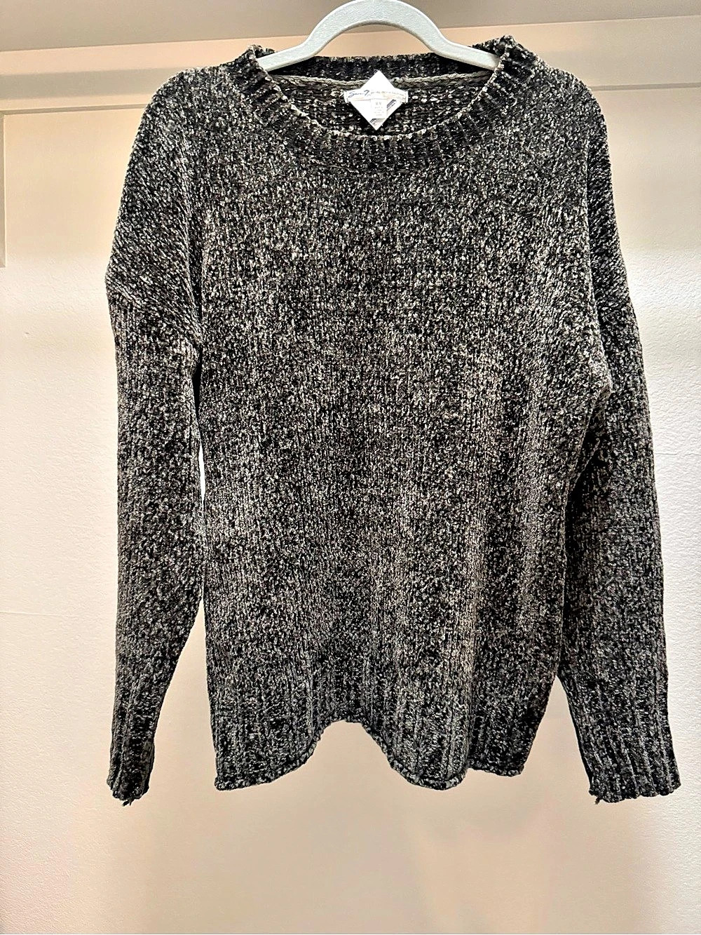 Seven7 Marled Crew Neck Sweater in dark olive green Medium